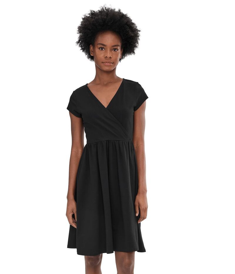 パクト レディース トップス ワンピース Pact FitandFlare Crossover Dress Black ブラック