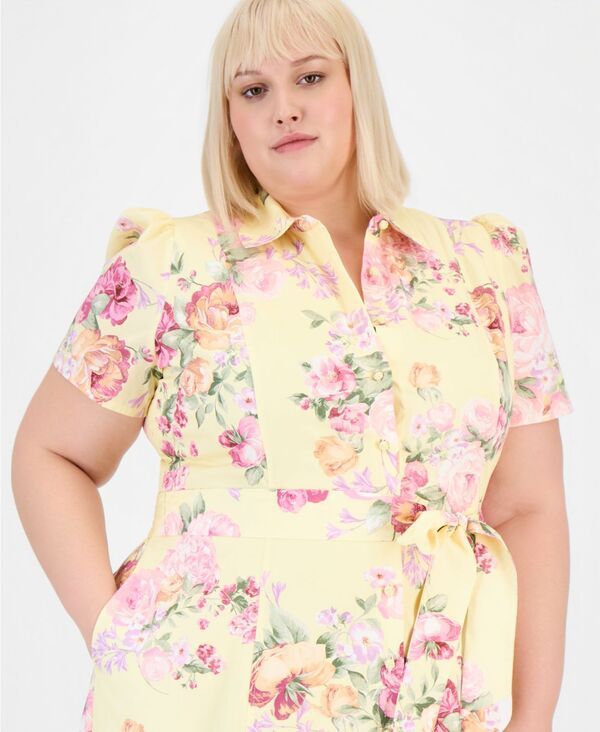 アンクライン レディース トップス シャツ ティアード 半袖 Anne Klein WomenshortSleeve Tiered Shirtdress Daffodil Multi マルチカラー