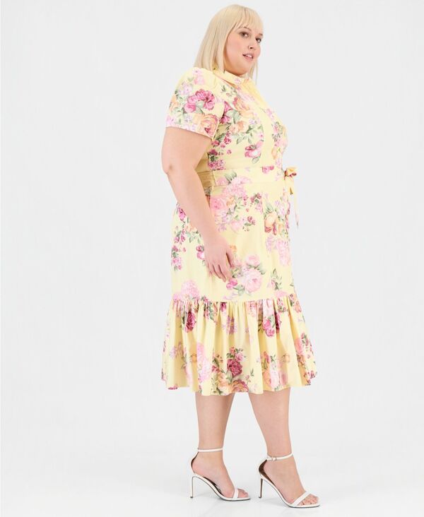 アンクライン レディース トップス シャツ ティアード 半袖 Anne Klein WomenshortSleeve Tiered Shirtdress Daffodil Multi マルチカラー