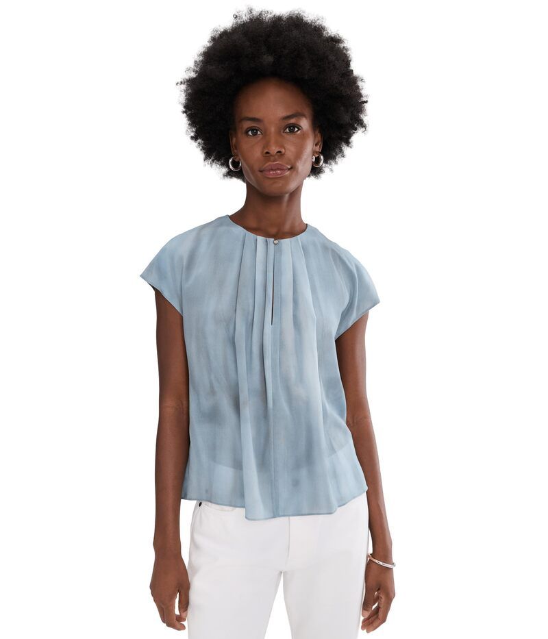 ヴィンス レディース トップス シャツ キャップ ブラウス Vince Gathered Cap Sleeve Blouse Azura Wash