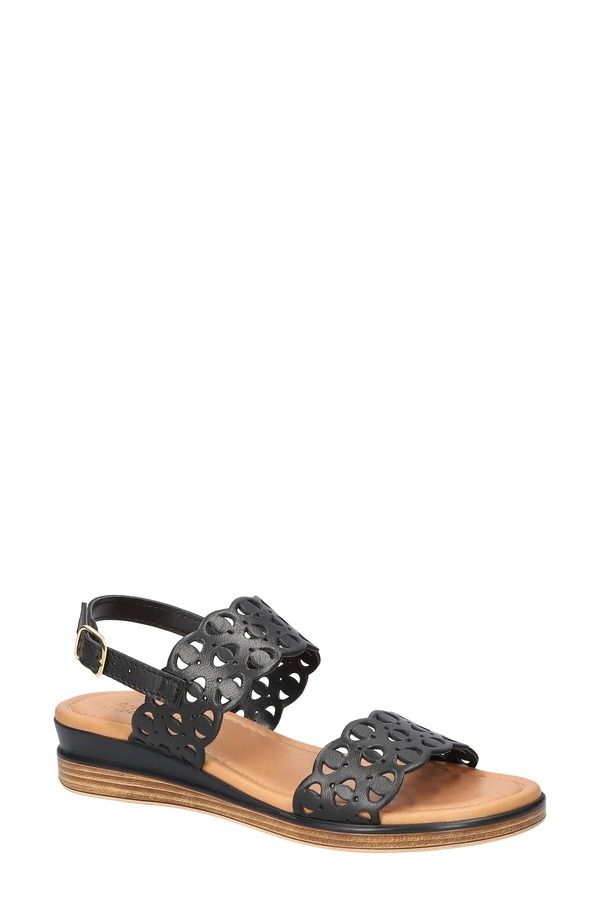 ベラヴィータ レディース シューズ ヒール サンダル Bella Vita Zoe Italy Perforated Sandal Black Italian Leather ブラック