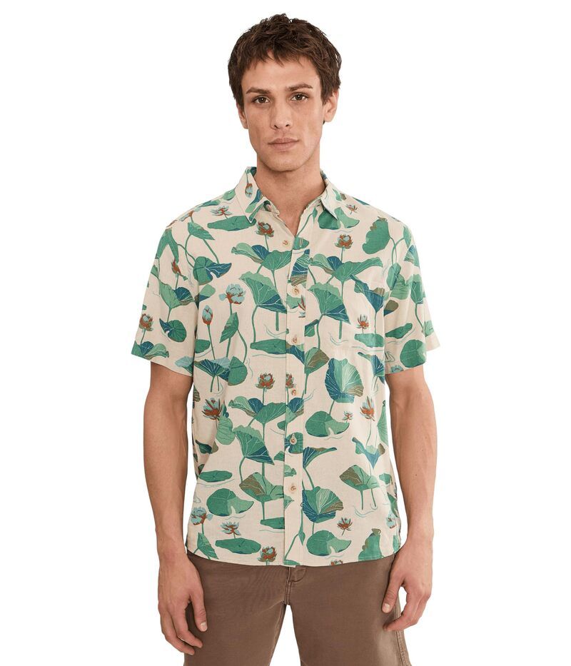 ペンドルトン メンズ トップス シャツ リネン Pendleton Dawson Linen Shirt Short Sleeve Lily Pad Tan タン