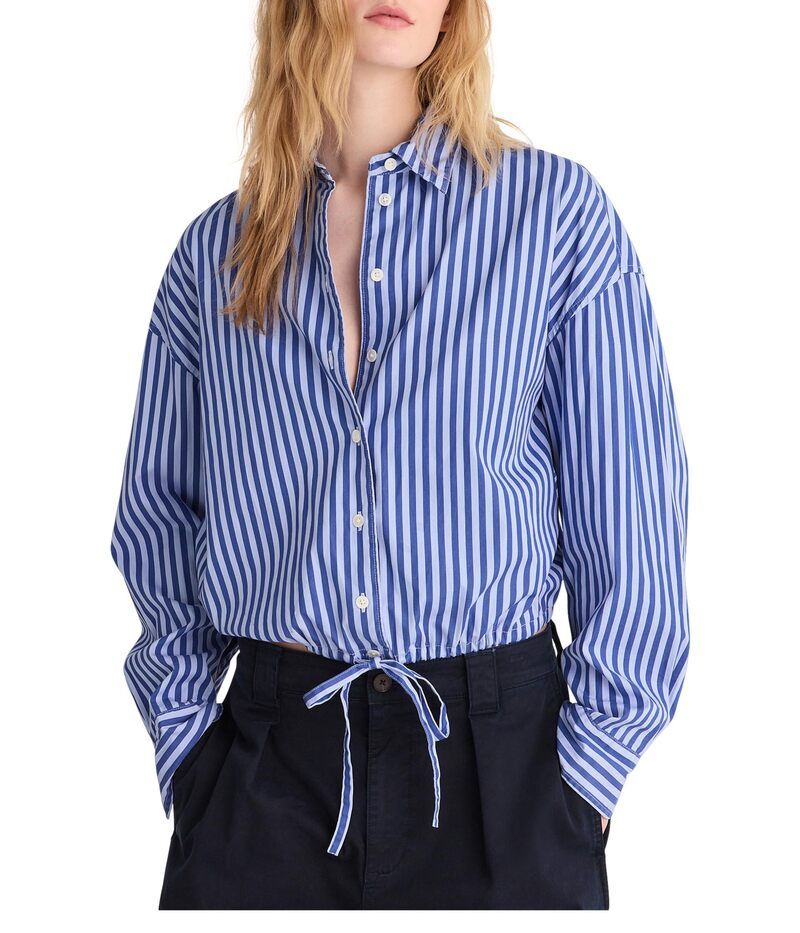 メイドウェル レディース トップス シャツ Madewell Drawstring ButtonUp Shirt in Poplin French Blue ブルー