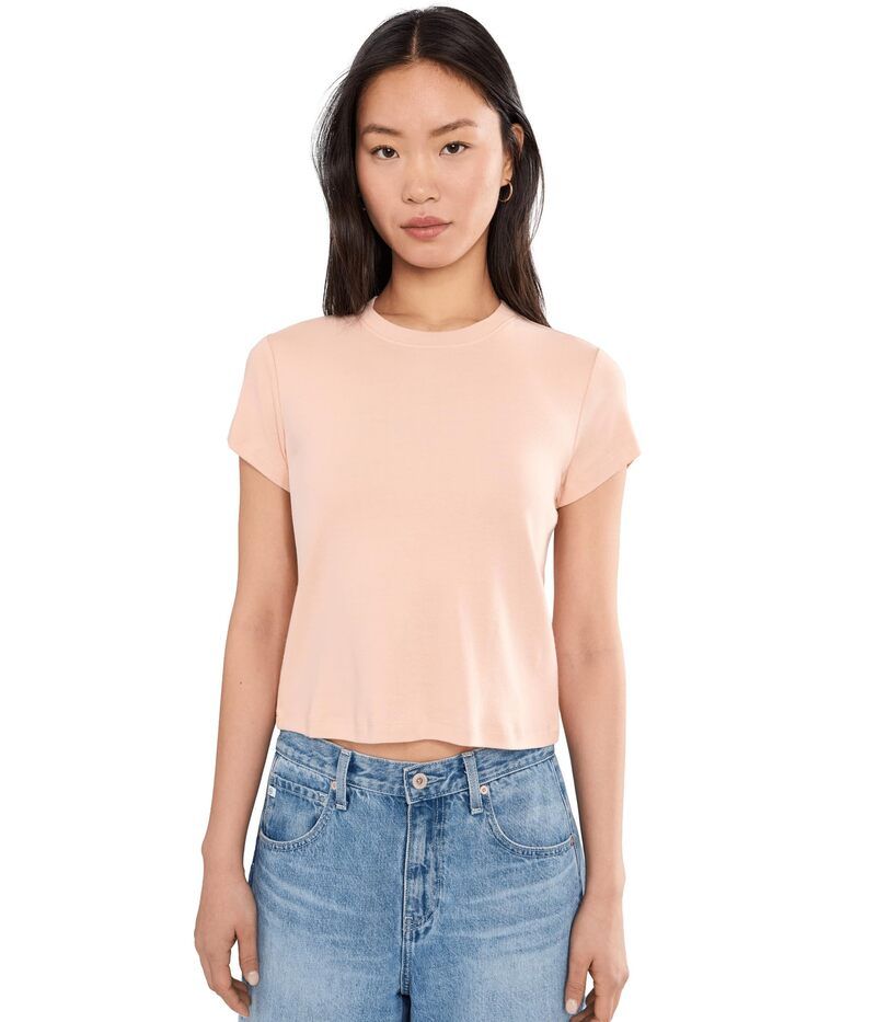 エージージーンズ レディース トップス シャツ クルーネック AG Jeansadie Crew Neck Crop TShirt Sparkling Rose