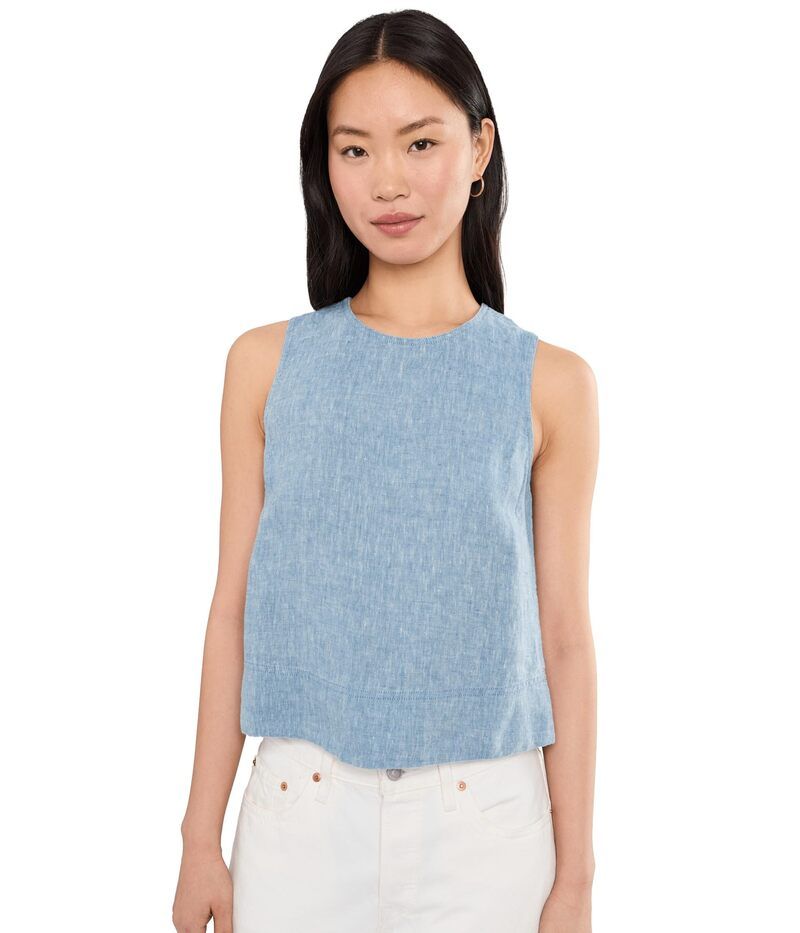 メイドウェル レディース トップス シャツ 刺繍 リネン Madewell Embroidered Shell Top in 100 Linen Sunfaded Blue ブルー