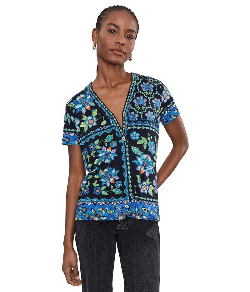 ジョニーワズ レディース トップス シャツ Johnny Was The Janie Favorite Buttoneck Tee Delmira
