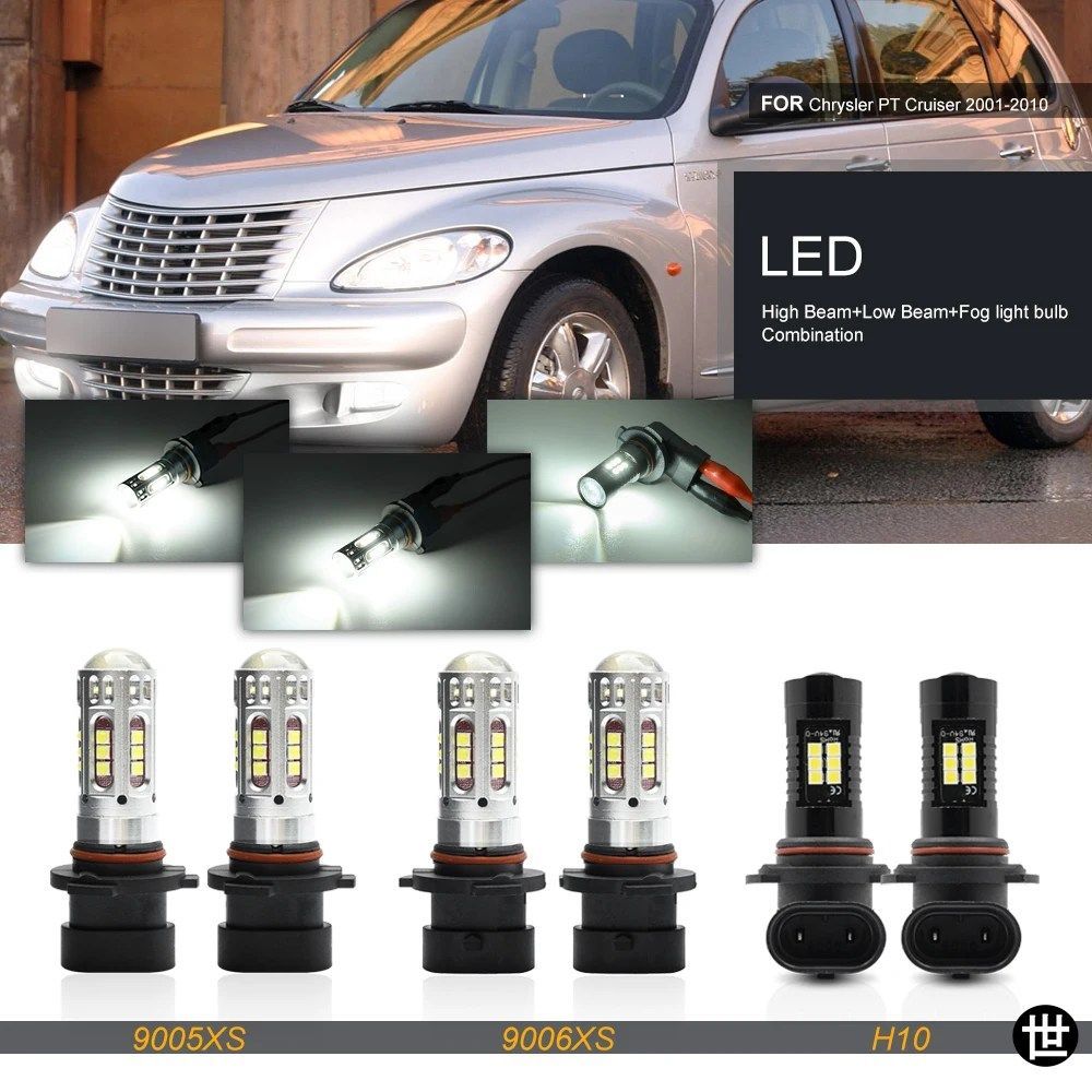 クライスラーPTクルーザー2001-2010用バンパー9005XS 9006XS LEDハイ/ロービームヘッドライトドライビングフォグライトバルブ