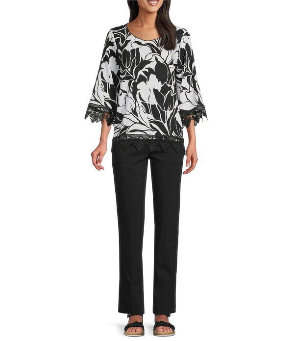 アリソン デイリー レディース ボトムス カジュアルパンツ ストレート Allison Daley Stretch PullOn Straight Leg Pants Black ブラック