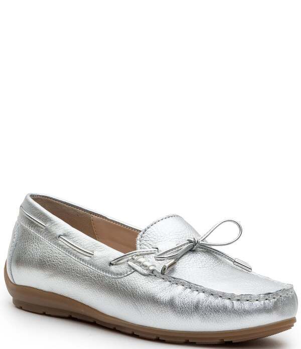 アラ レディース シューズ レザー aramarillo Bow Detaileather MocToe Boat Shoesilver シルバー