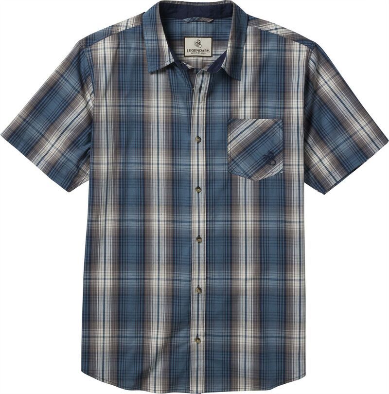 レジェンダリーホワイトテイルズ レディース トップス Tシャツ Mens Legendary Whitetails Poplin Short Sleeve Button Up Shirt Azure