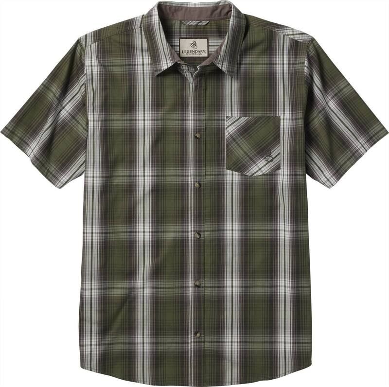 レジェンダリーホワイトテイルズ レディース トップス Tシャツ Mens Legendary Whitetails Poplin Short Sleeve Button Up Shirt Green