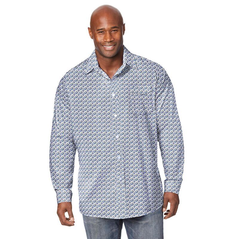 キングサイズ レディース トップス Tシャツ トール KingSize Mens Big Tall The NoTuck Casual Shirt White Geo ホワイト