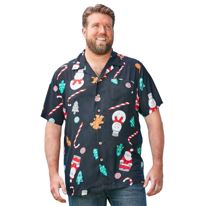 キングサイズ レディース トップス Tシャツ プリントール KingSize Mens Big Tall Printed Camp Shirt Holiday