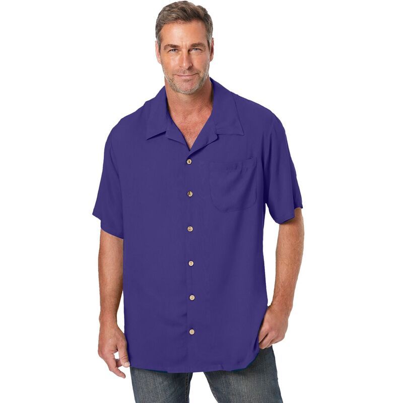 キングサイズ レディース トップス Tシャツ トール KingSize Mens Big Tall Solid Camp Shirt Purple Island パープル