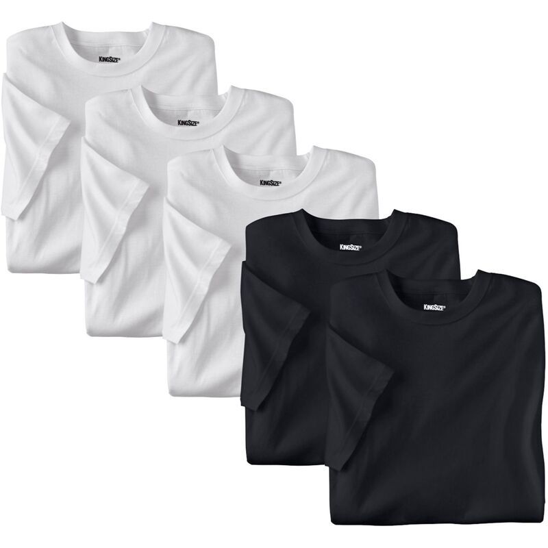 キングサイズ レディース トップス シャツ クルーネック トール コットン KingSize Mens Big Tall 5Pack Cotton Crewneck Undershirts Black