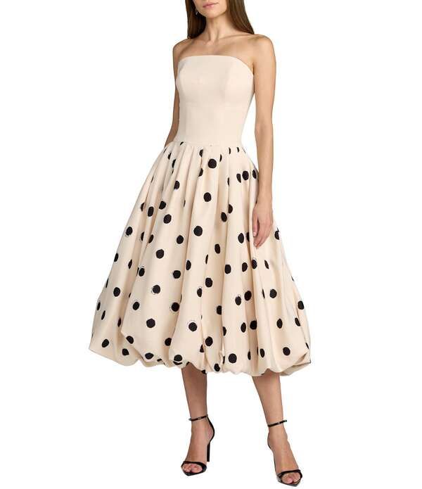 マックダガル レディース トップス ワンピース ドット柄 クレープ ドット ミディ ストラップレス Mac Duggal Crepe Strapless Polka Dot Midi Dress Ec
