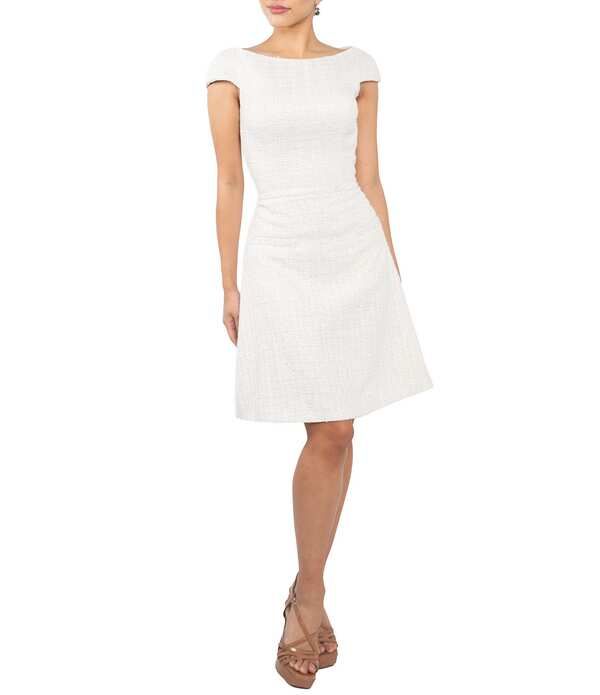 テラニクチュール レディース トップス ワンピース キャップ Terani Couture Short Cap Sleeve Dress Ivory アイボリー