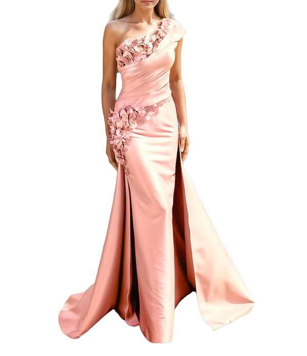 テラニクチュール レディース トップス ワンピース フラワー柄 フラワー Terani Couture One Shoulder 3D Floral Applique Gown Rose