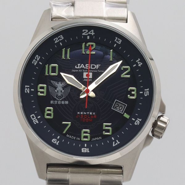 新品同様 稼動 保箱付 ケンテックス 航空自衛隊 JHF0212524494 ソーラー デイト ブルー文字盤 メンズ腕時計 2000000 6NBG NAM ABC25532