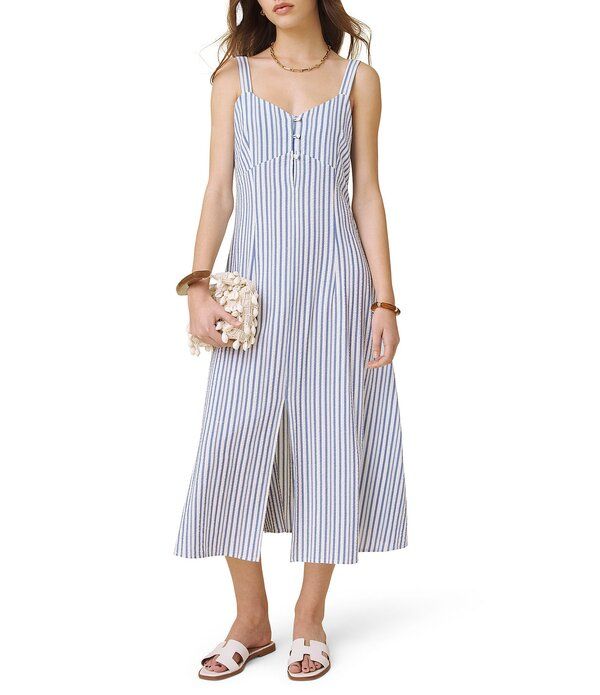 スプレンディット レディース トップス ワンピース ミディ Splendid Madelyn Stripe Midi Dress WhiteAzure ホワイト