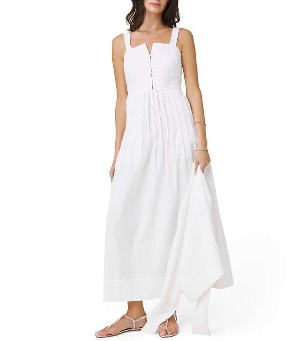 スプレンディット レディース トップス ワンピース ノースリーブ Splendid Maggie Square Neck Sleeveless Pintuck Dress White ホワイト