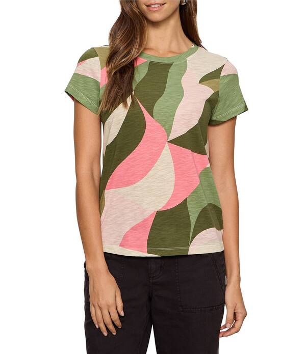 サンクチュアリー レディース トップス Tシャツ クルーネック プリント Sanctuary The Perfectee Green Leaves Printed Crew Neck Short Sl