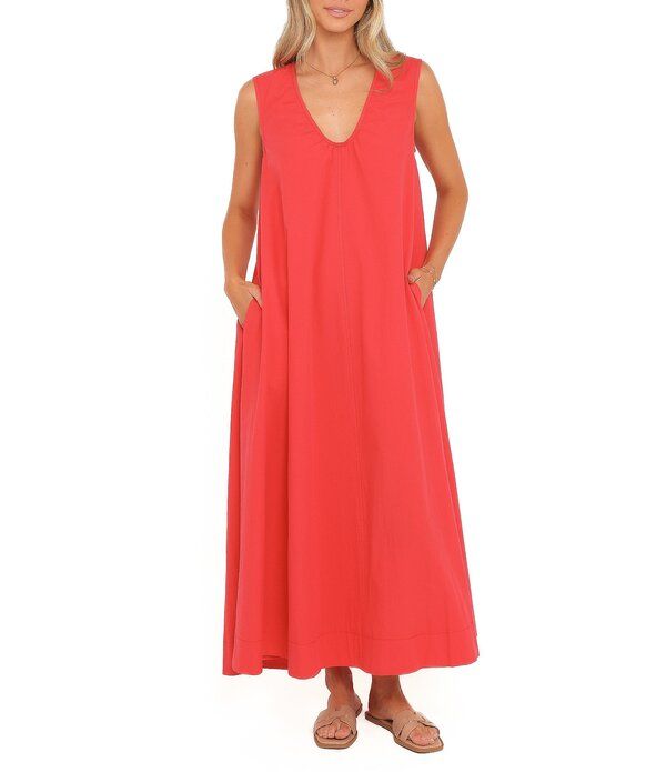 ペタルアンドパップ レディース トップス ワンピース Vネック ノースリーブ マキシ Petal Pup Laurita VNeck Sleeveless Maxi Dress Red レッド