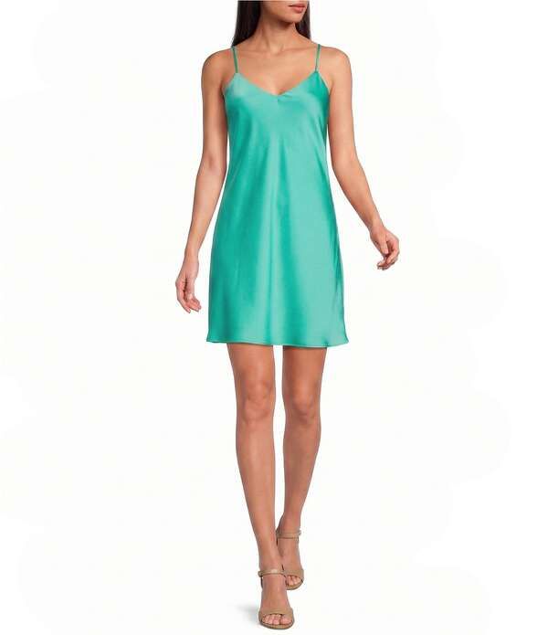 ジャンビニ レディース トップス ワンピース Vネック ミニ サテン ノースリーブ Gianni Bini Vanessatin VNeck Sleeveless Mini Slip Dress Ca