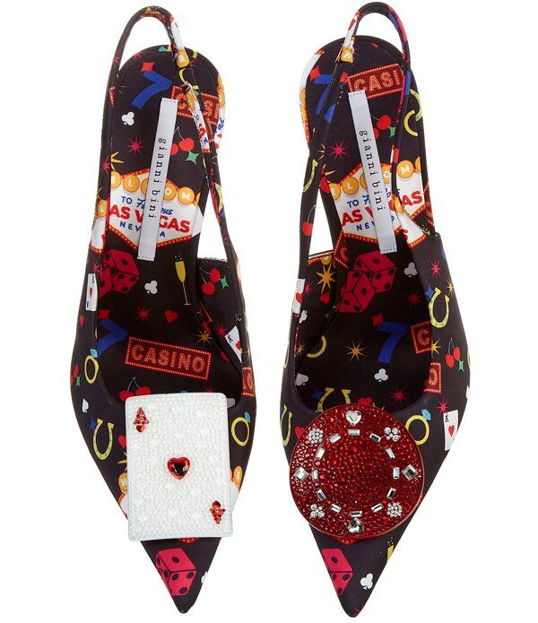ジャンビニ レディース シューズ ヒール プリント Gianni Bini Pokerface Casino Print Mismatch Stiletto Dress Pumps BlackMult
