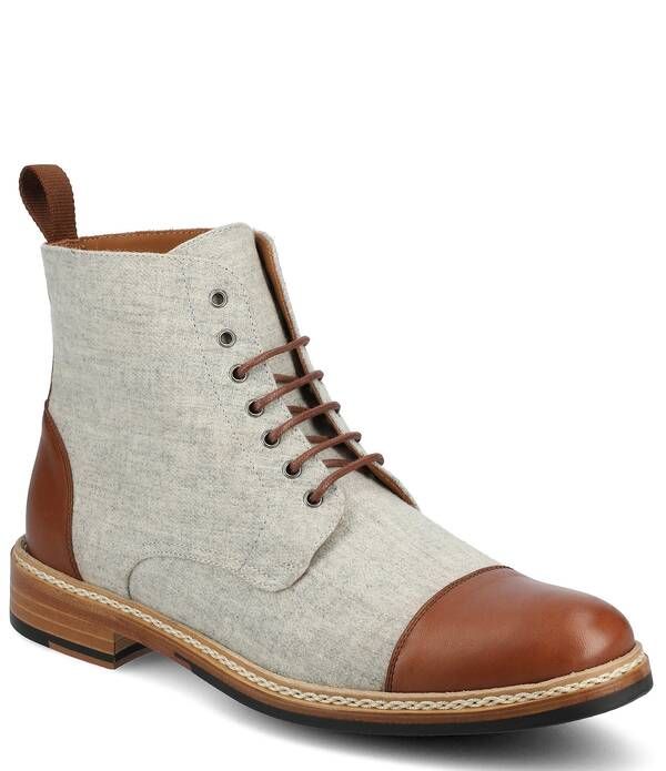 タフト メンズ シューズ ブーツ・レインブーツ ウール キャップ Taft Mens Jack Wool Calfskin Cap Toe Braided Welt Detail Boots Grey