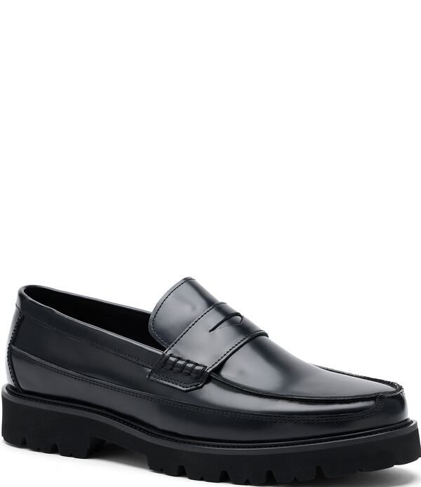 マークノーラン メンズ シューズ スリッポン・ローファー レザー Marc Nolan Mens Adler Glazed Leather Penny Loafers Black ブラック