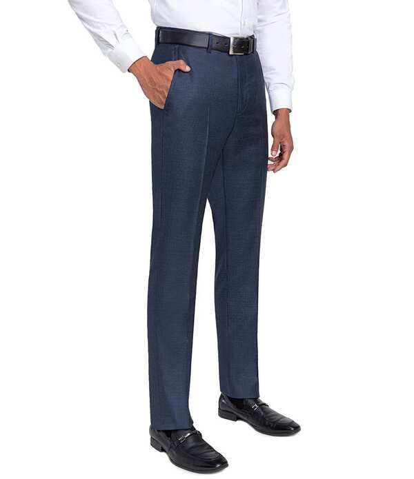 サントレッリ メンズ ボトムス カジュアルパンツ Santorelli Loro PianaR Modern Fit Flat Front Dress Pants Blue ブルー