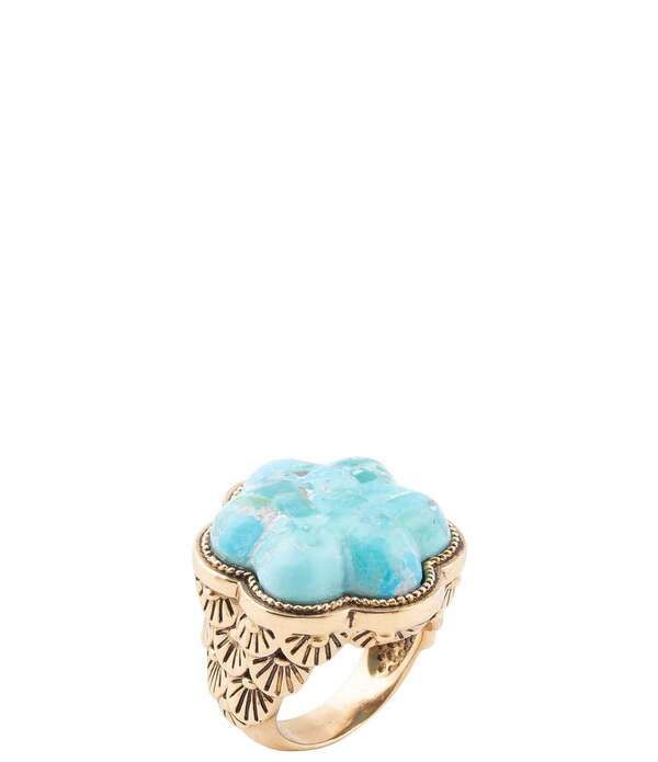 バース レディース アクセサリー 指輪 Barse Blue Turquoise Flower Golden RingoldTurquoise ターコイズ