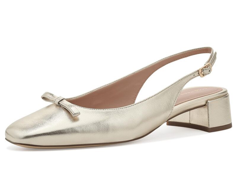 コールハーン レディース シューズ ヒール Cole Haan Patsy Bow Slingback Pumpsoft Gold Leath ゴールド