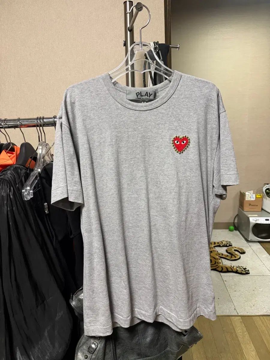 コム・デ・ギャルソン プレイ ハート 半袖 Tシャツ グレー