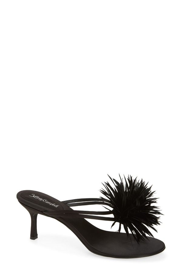 ジェフリー キャンベル レディース シューズ ヒール サンダル Jeffrey Campbell Firework Feather Sandal Black Satin ブラック