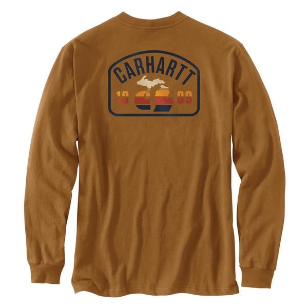 カーハート メンズ トップス Tシャツ トール グラフィック Carhartt 107059 Big and Talloose Fit Heavyweight Michigan Graphic TSh
