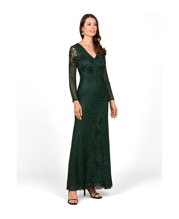 ララ レディース トップス ワンピース マキシ Lara Womens Long Sleeve Beaded Maxi Gown Dark green グリーン