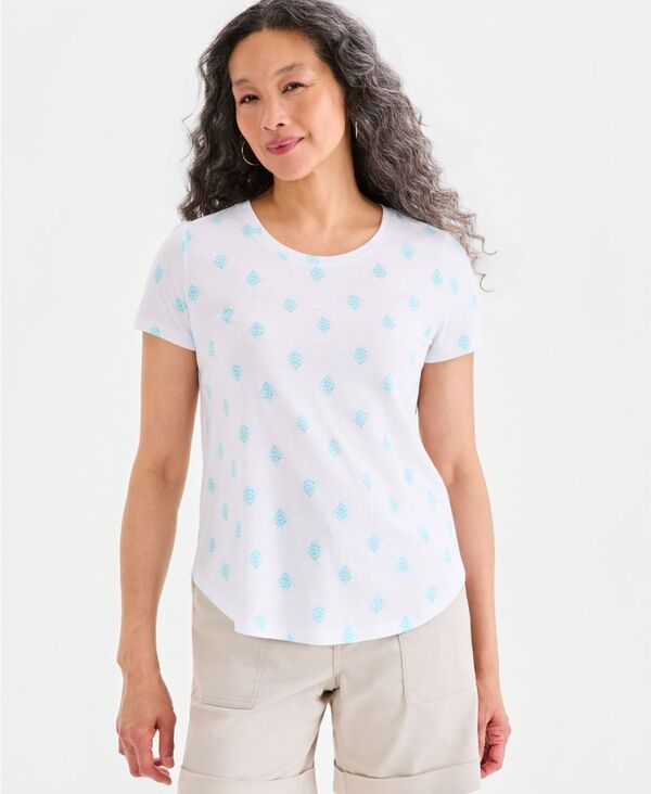 スタイルアンドコー レディース トップス Tシャツ クルーネック プリント 半袖 Style Co Womens Printed ShortSleeve Crewneck TShirt Bright