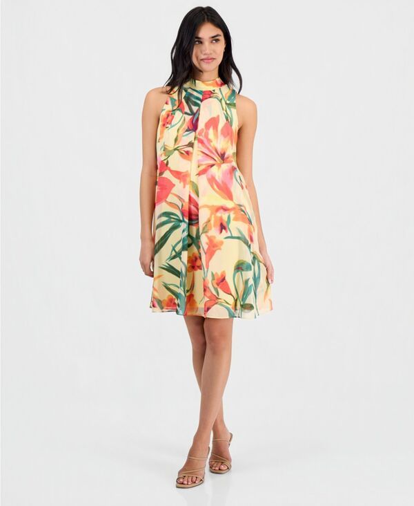 ロビー・ビー レディース トップス ワンピース Robbie Bee Womens MockNeck Shift Dress YellowRedGreen レッド
