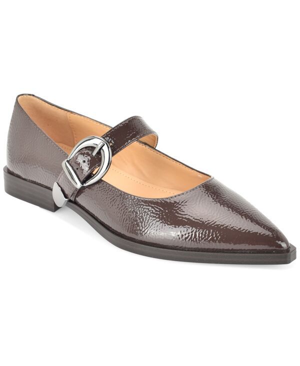 ナインウェスト レディース シューズ パンプス Nine West Womens Katrel Mary Jane Pointed Toe Flats Dark Brown Patent ブラウン