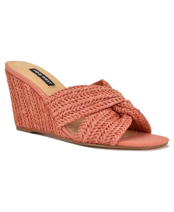 ナインウェスト レディース シューズ スリッポン・ローファー サンダル Nine West Womens Nejia Woven SlipOn Wedge Sandals Orange オレンジ