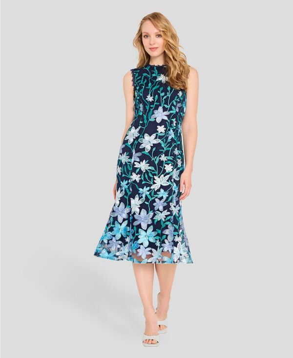タハリエーエスエル レディース トップス ワンピース ノースリーブ Tahari ASL Womenscoop Neck Sleeveless Dress Navy Lagoon ネイビー