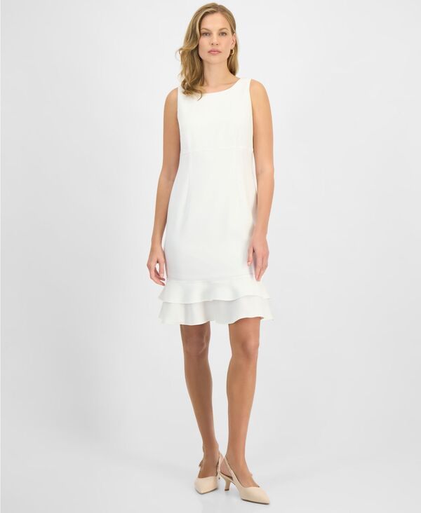 カスパール レディース トップス ワンピース プチ ノースリーブ Kasper Womens Fla redHem Sleevelessheath Dress Regular Petite Lily