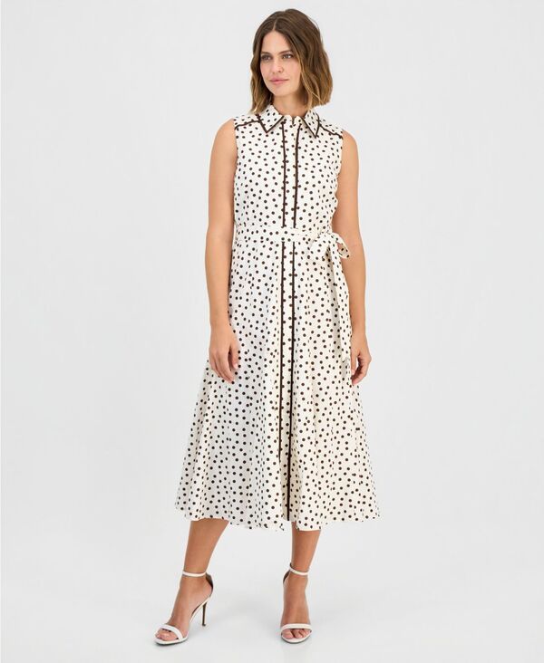 アンクライン レディース トップス シャツ ノースリーブ Anne Klein Womensleevelesshirtdress White Dove Dark Chocolate ホワイト