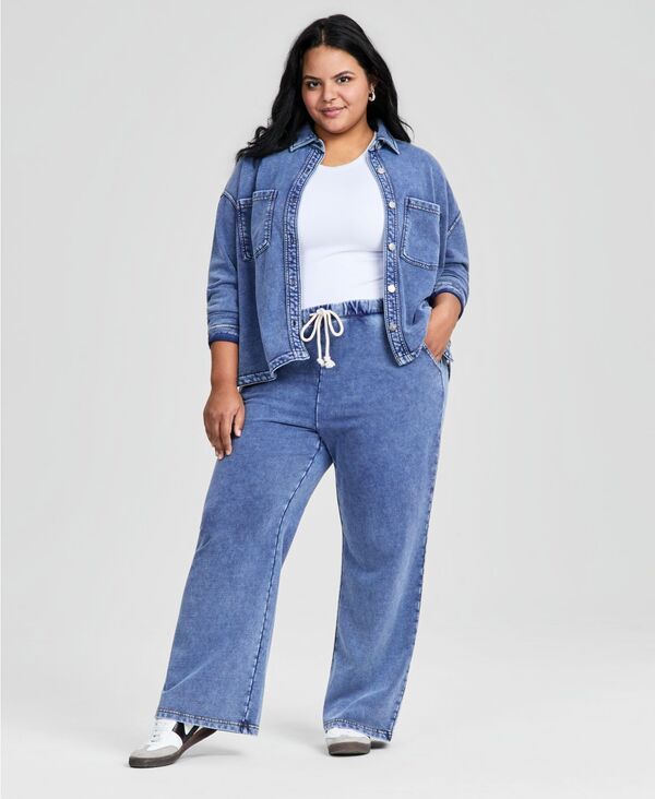 アンドノウディス レディース ボトムス カジュアルパンツ パイル デニム And Now This Womens FauxDenim French Terry WideLeg Pants Denim