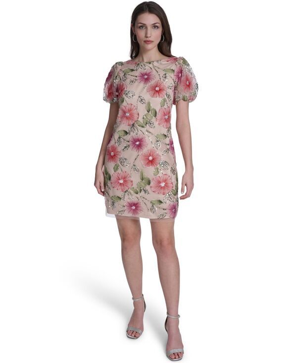 エリザジェイ レディース トップス ワンピース パフスリーブ Eliza J Womens PuffSleeve Boat Neck TBody Dress Pink ピンク