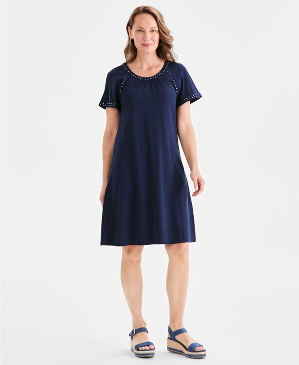 スタイルアンドコー レディース トップス ワンピース ニット Style Co Womens Embellished Knit FlutterSleeve Dress Industrial Blue