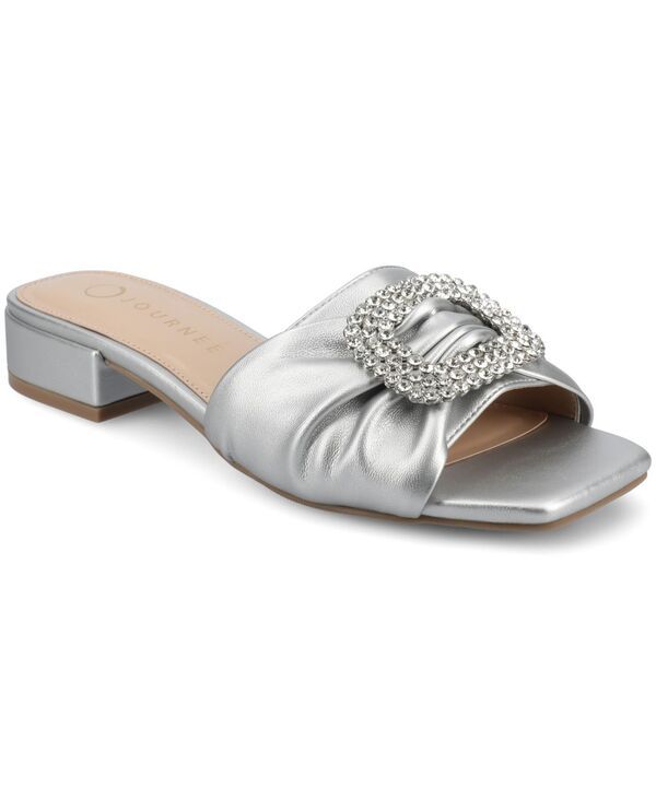 ジュルネ コレクション レディース シューズ サンダル Journee Collection Womens Flavia Embellished Slide Sandal silver シルバー