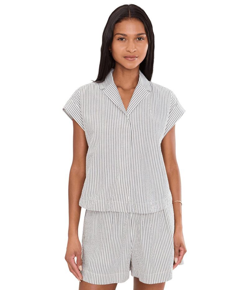 メイドウェル レディース トップス シャツ Madewell Mindy Shirt Seersucker Black VintageI ブラック